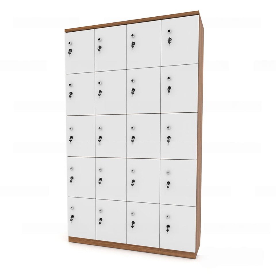 Tủ Locker Gỗ 20 Cánh 4 Khoang Cánh Trắng