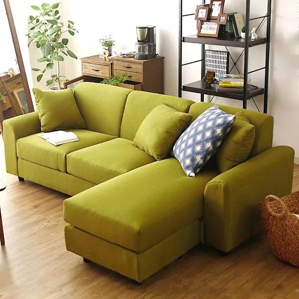 Sofa Góc L Vải Nỉ Xanh