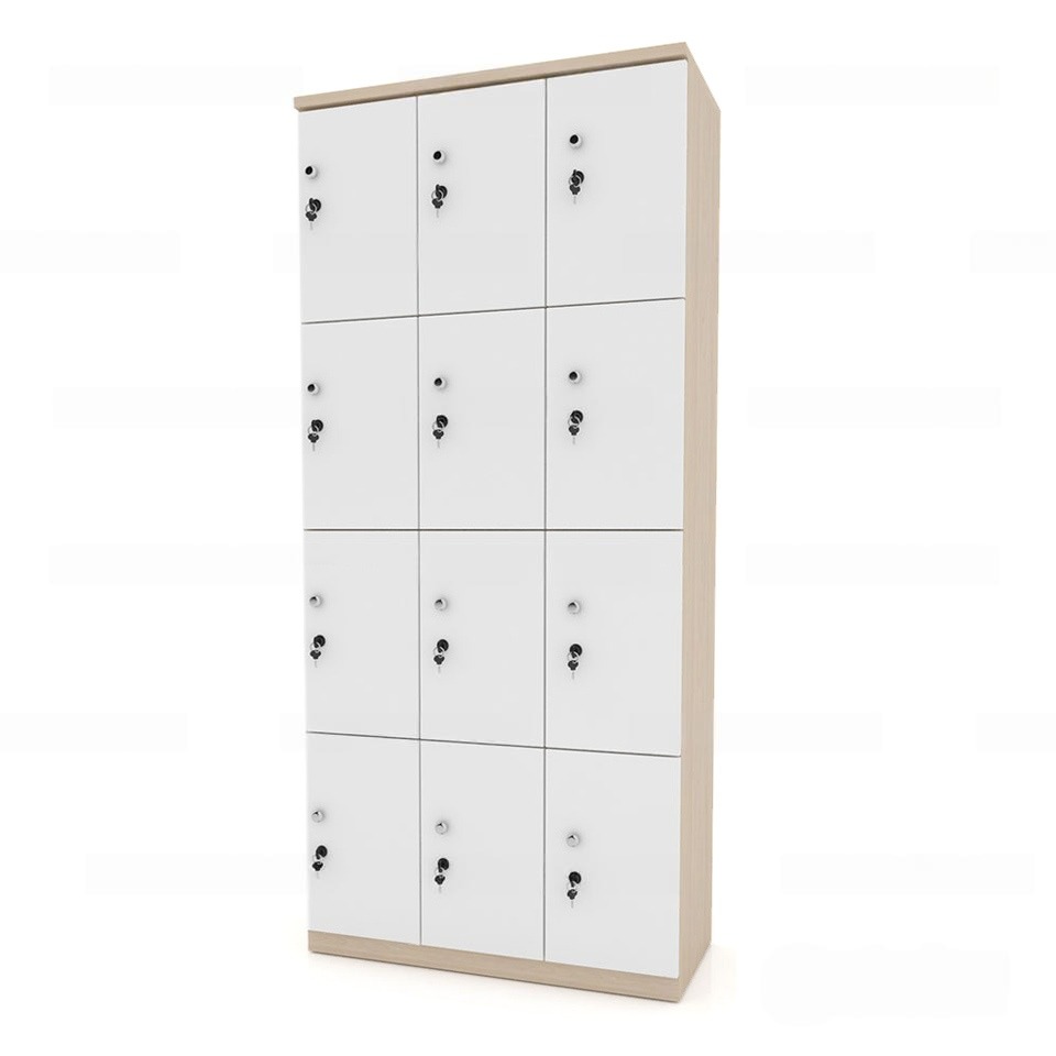 Tủ Gỗ Để Đồ 12 Cánh Màu Trắng Gỗ