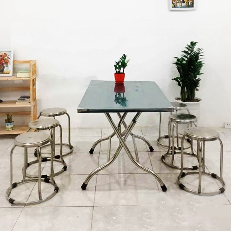 Bàn Ăn Inox 6 Ghế BA-14