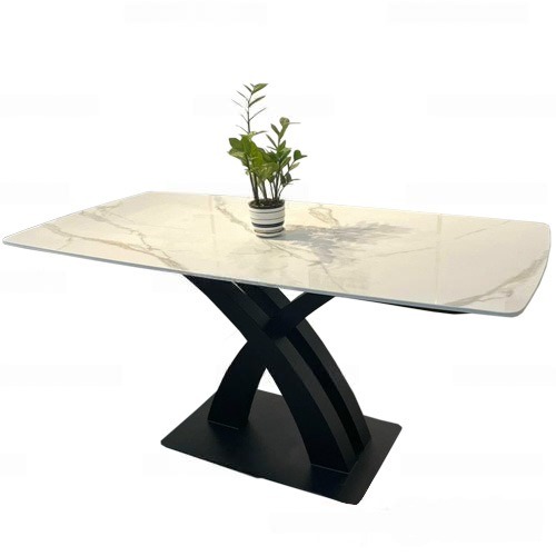 Bàn Ăn Mặt Đá Ceramic Chân Thép Sơn Tĩnh Điện- Mã: T1146