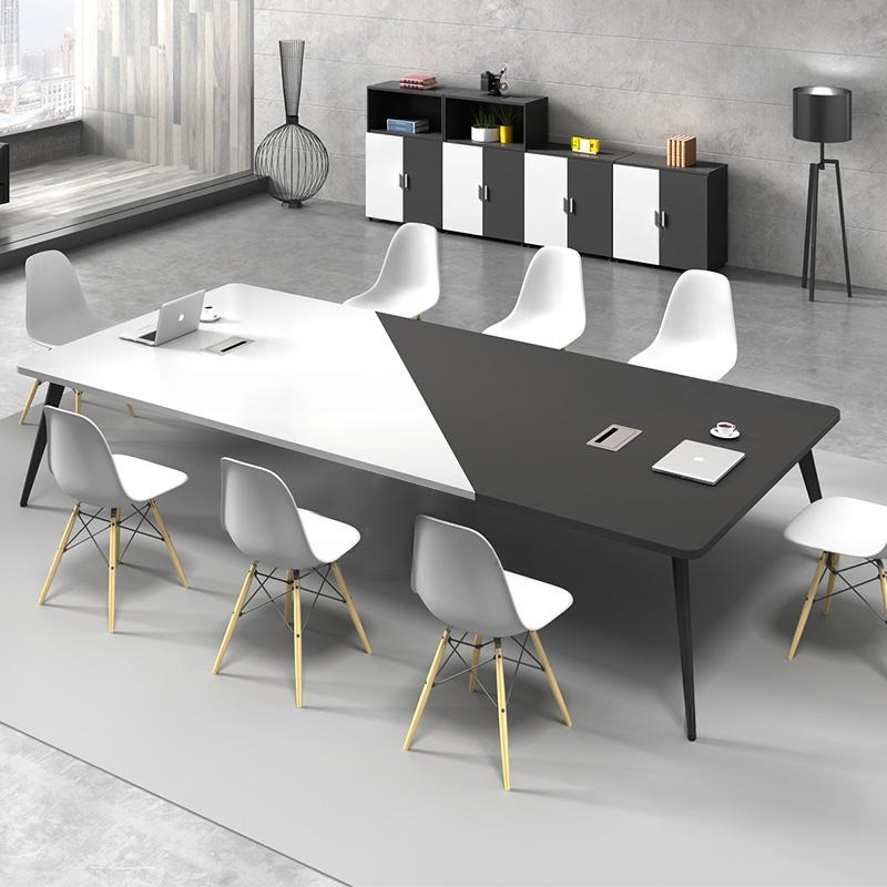 Bàn Họp Chân Sắt Côn 2m Cosi Trắng Đen