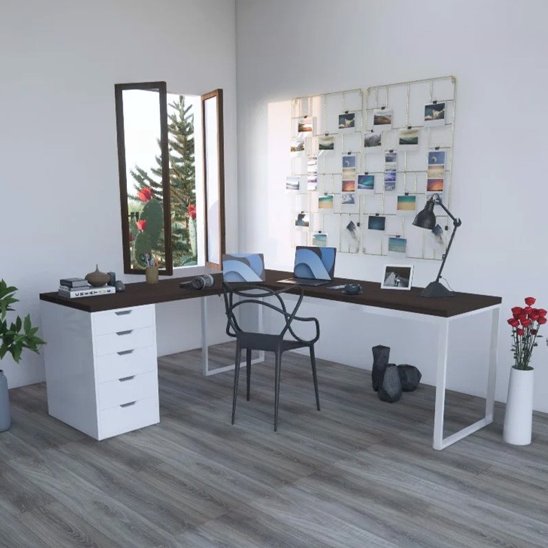 Bàn Làm Việc Ikea Chữ L Chân Sắt