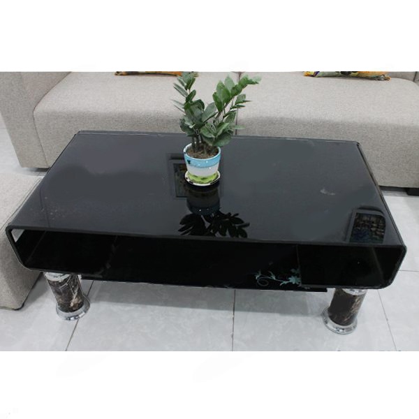 Bàn Kính Sofa Cong Đen
