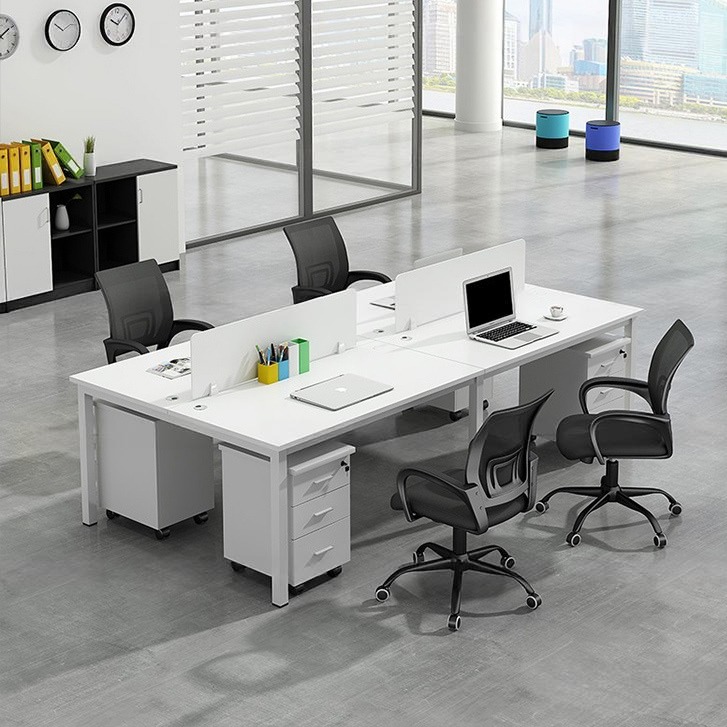 Bàn Làm Việc Nhóm 4 Màu Trắng