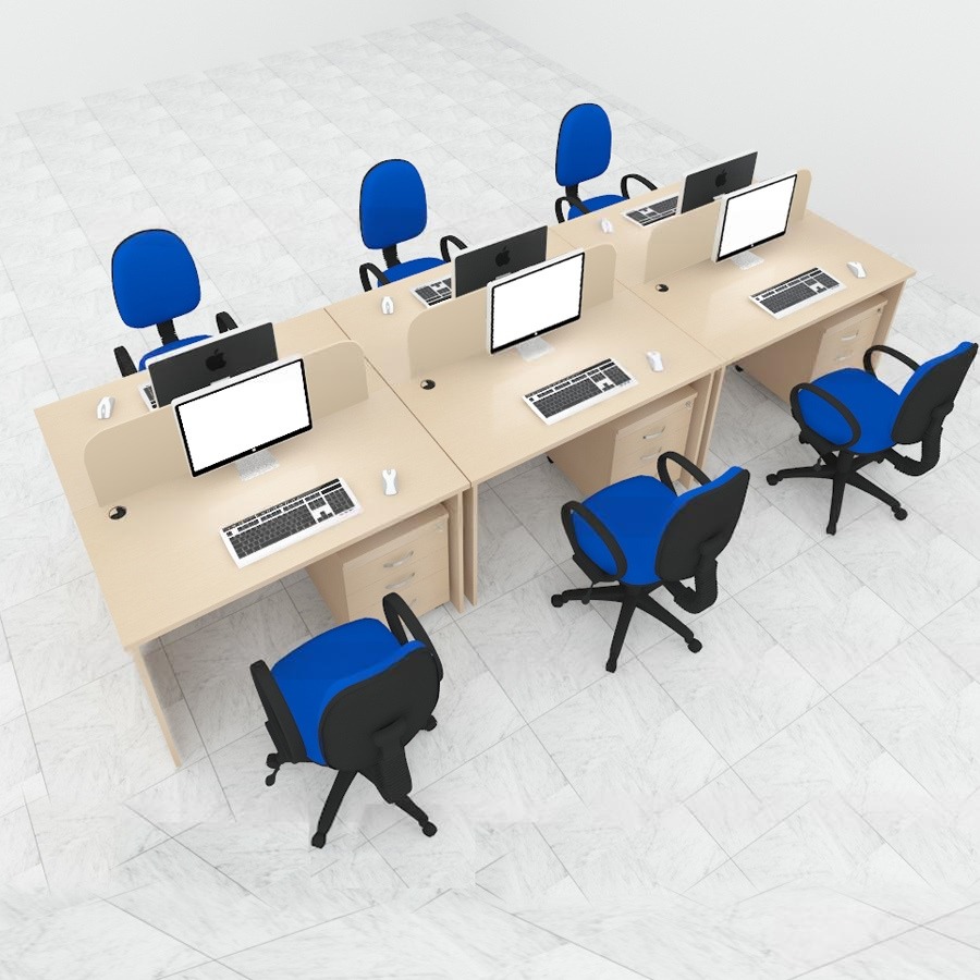 Modul Bàn Làm Việc 6 Chỗ Không Hộc