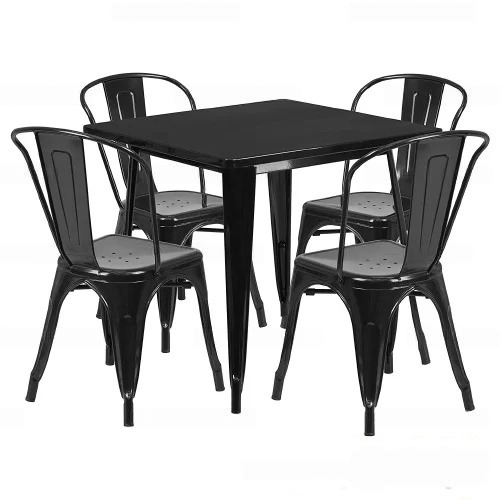 Bộ Bàn Ghế Cafe, Bộ Bàn Ăn Tolix 4 Ghế Ngồi Bàn T112S Ghế 303