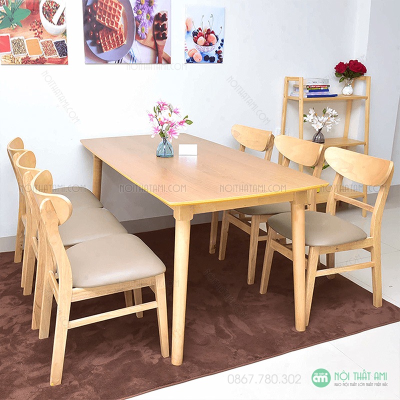 Bàn Ăn 6 Ghế Mango Màu Vàng