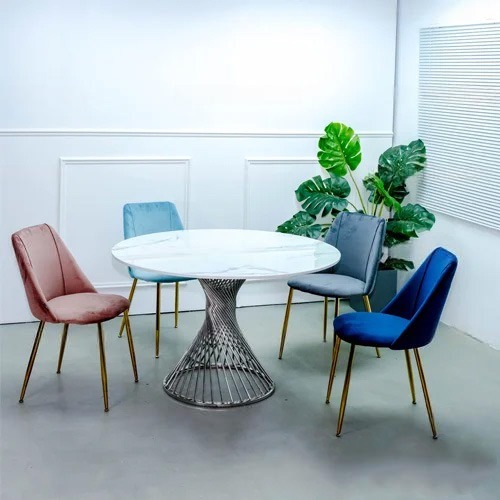 Bộ Bàn Ăn 4 Ghế Mặt Đá Tròn Sang Trọng- Mã: T180-4x2105NG