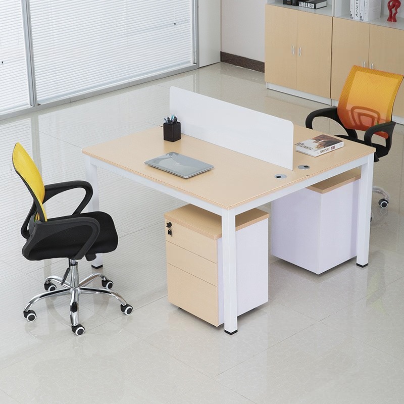 Bàn Làm Việc Nhóm Chân Sắt Mặt Trắng