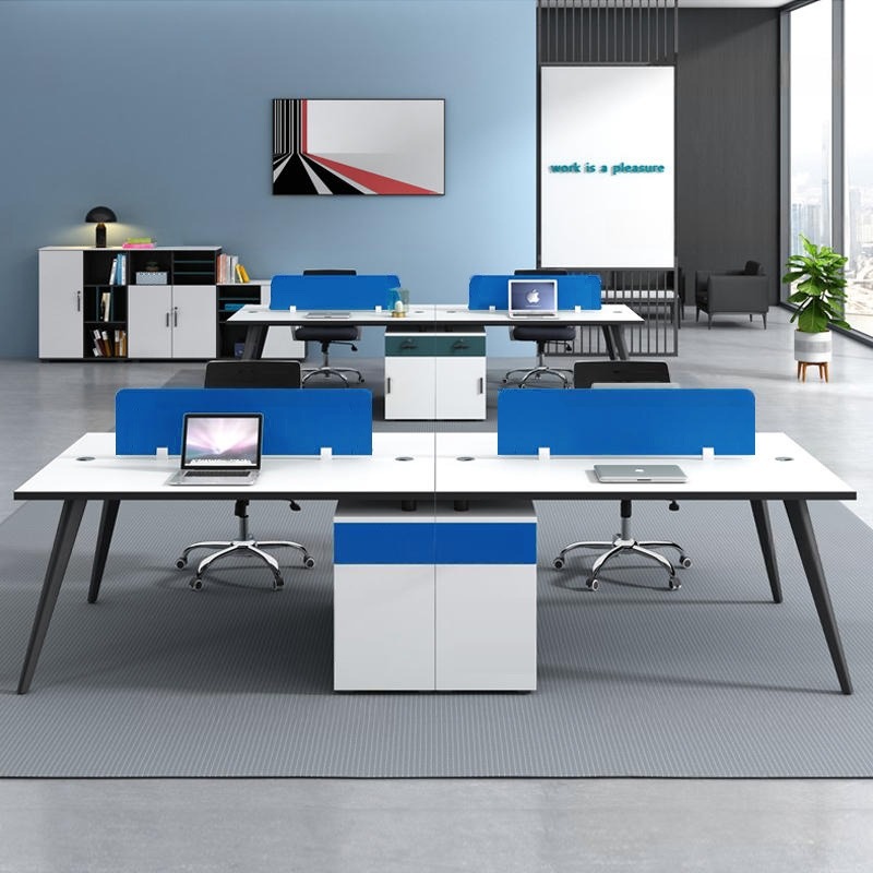 Cụm Bàn Làm Việc 4 Người Chân Côn Tròn