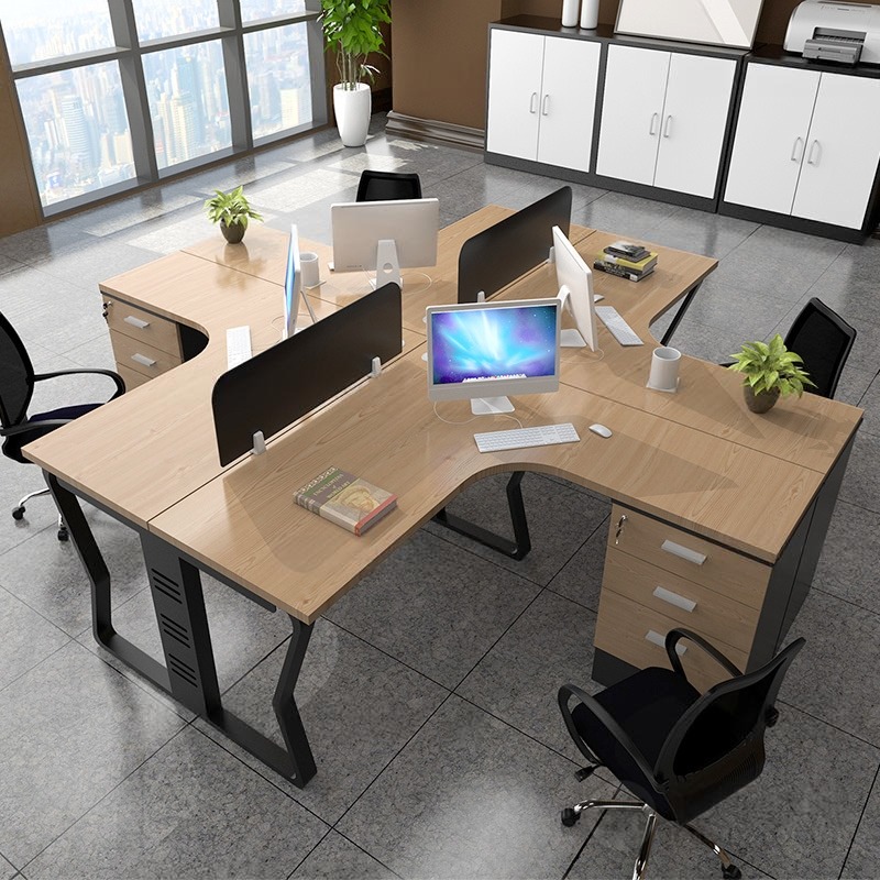 Bàn Cụm Văn Phòng 4 Chỗ Kèm Tủ Phụ