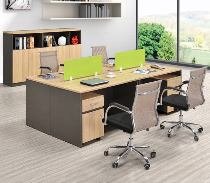 Modul Bàn Làm Việc 4 Người Màu Ghi