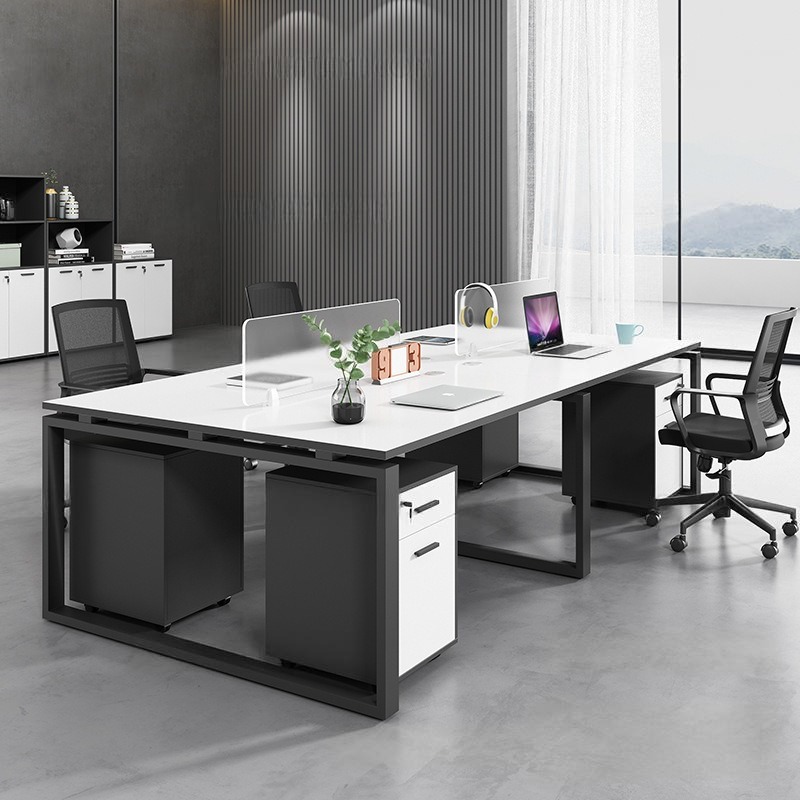 Cụm Bàn Làm Việc Chân Sắt Đẹp 4 Chỗ – CB 10