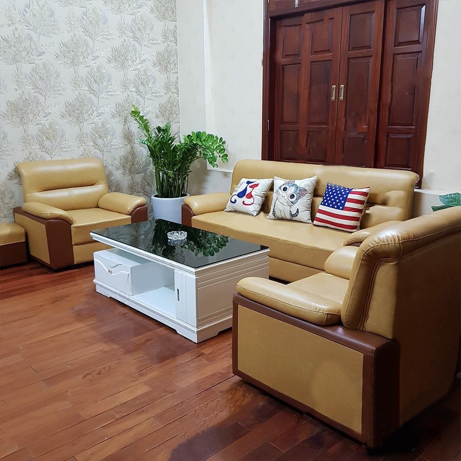 Sofa Da Kiểu Nhật Kem Kiểu Mới