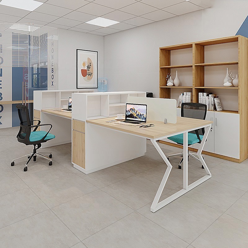 Cụm Bàn Làm Việc 4 Người Chân Sắt Hộp Chữ X EXC01-2712