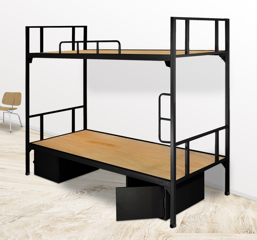 Giường Sắt 2 Tầng Đen Có Hộc Giá Rẻ – GT-04
