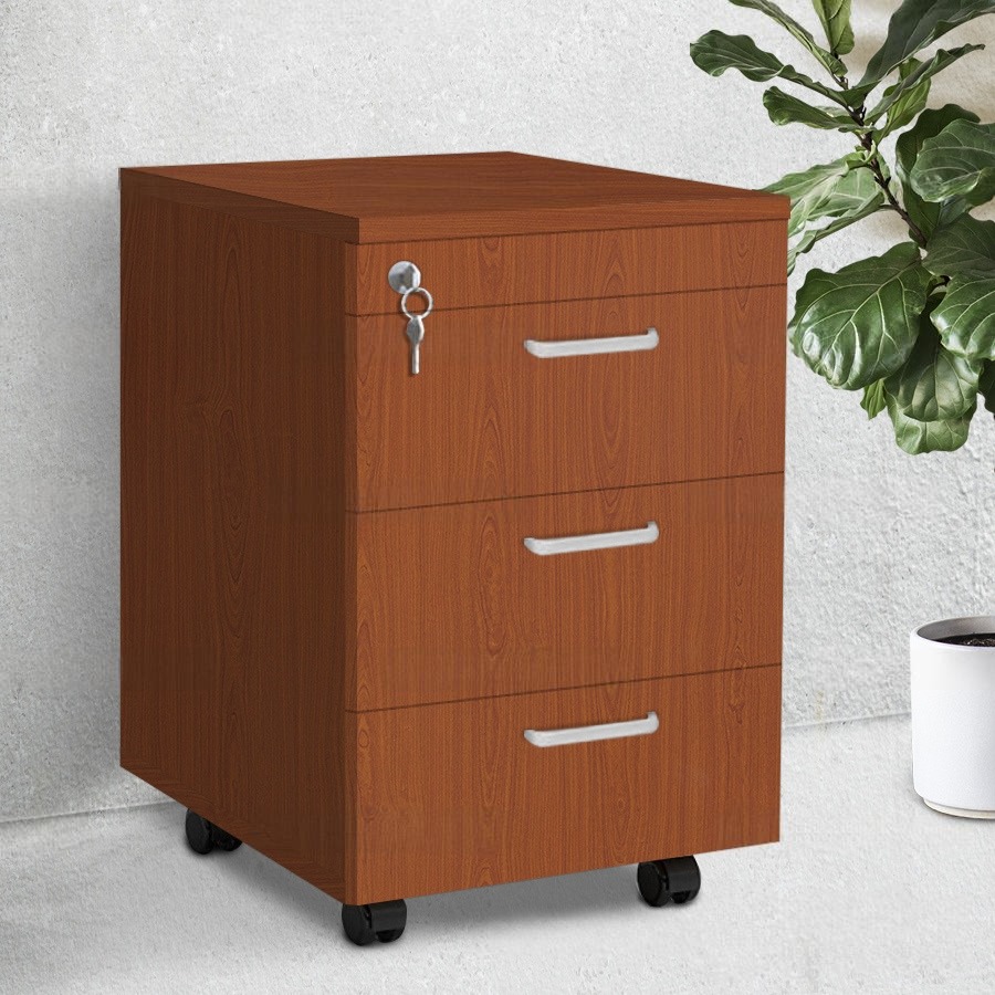 Hộc Tủ Thấp 3 Ngăn Kéo Màu Nâu Đỏ