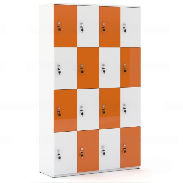 Tủ Gỗ Locker Gửi Đồ 16 Ngăn Màu Cam