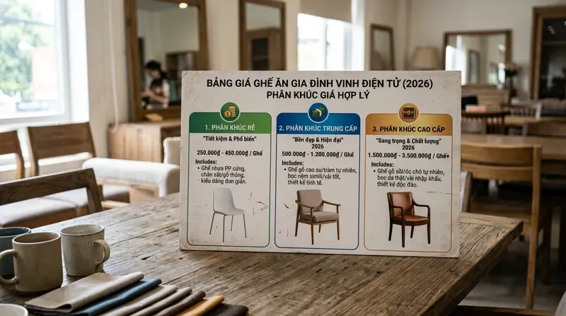 Ghế ăn gia đình Vinh giá bao nhiêu là hợp lý? Bảng giá chi tiết 2026